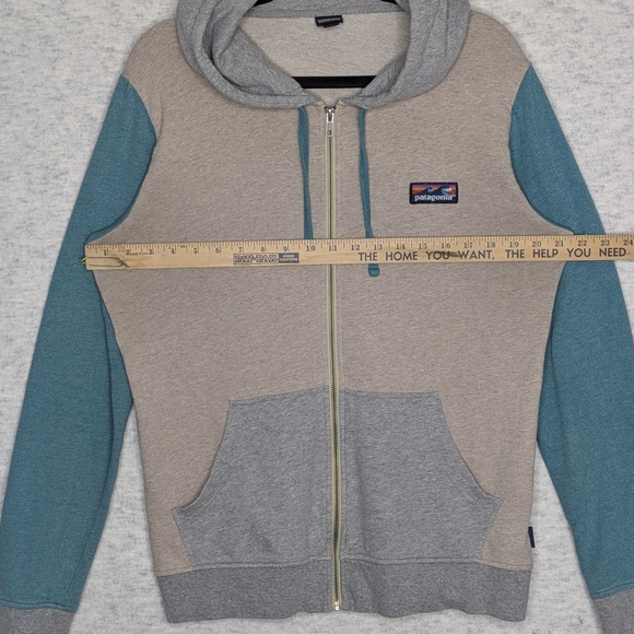 Board Short Label Lightweight Full-Zip Hoody Teal Gray Cream Sz L Organic Cotton - Picture 8 of 8